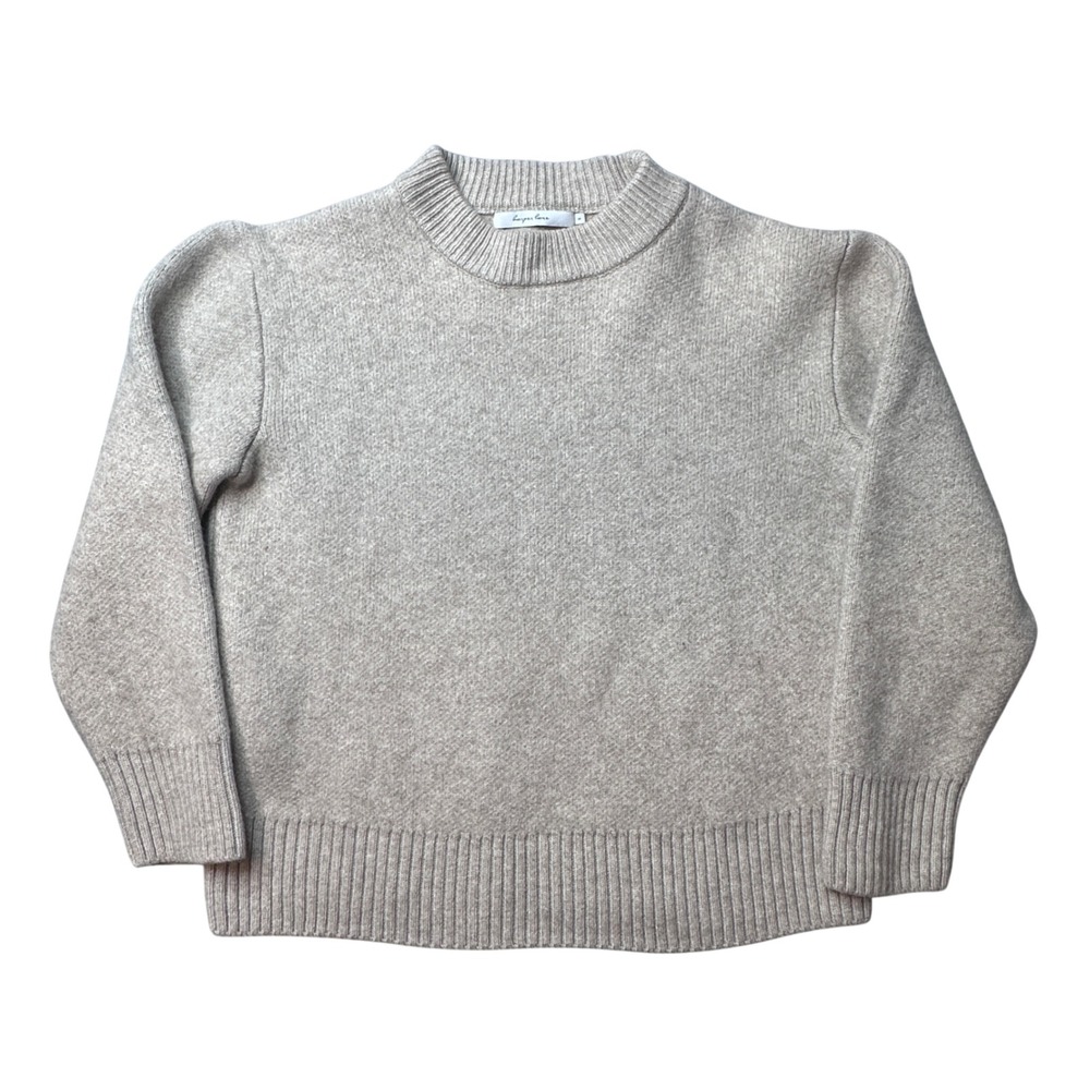 Harper Lane Sweater Womens S Beige Wool Cashmere Blend Puff Shoulder HLQX57804